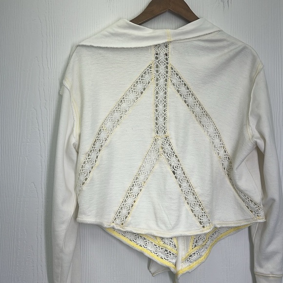 Free People - Lost Cause Cream And Yellow Crochet Design Cardigan Size Medium - Picture 14 of 15